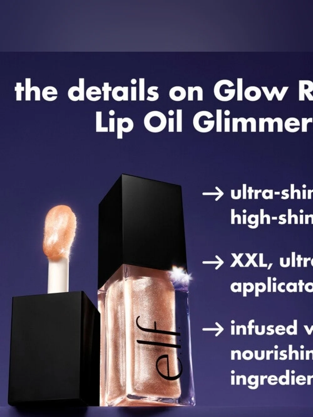 5/$25 or Free Gift: e.l.f. cosmetics Glow Reviver Lip Oil Glimmer (Rosy-Beige)
